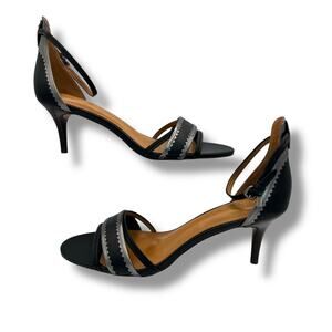 Coach Maxine Black Leather D'Orsay Kitten Heel Ankle Strap Sandals 8.5 Chic